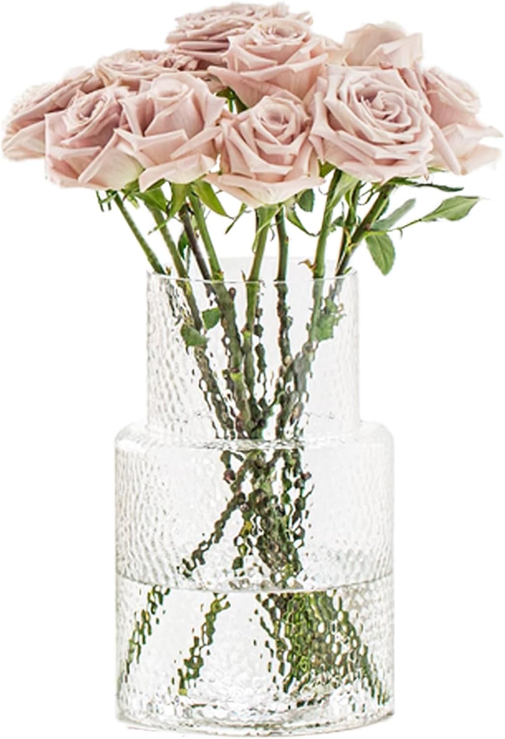 Rippenglasvase geriffelte Blume, Innjoii Glas klare Vasen Moderne Blumenvase Dekorativ mit großer Kapazität Große Vasen Dekor für Blumen Home Office Hochzeit, Wohnzimmer, Tisch, 16cm(W)* 26cm(H)