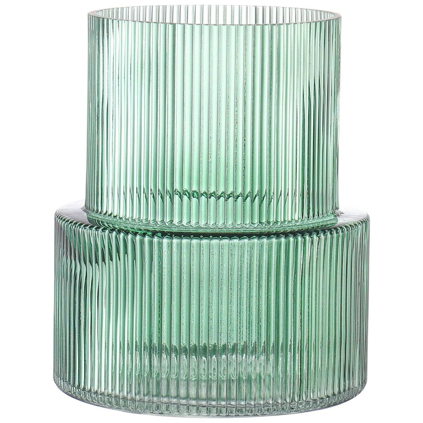 Glasvase, gerippte Vase für Blumen, Blumenvasen für Tulpen, geriffelte durchsichtige Vasen für Wohnzimmer, Esszimmer, Schlafzimmer, Regal, Hochzeit, Büro, Couchtisch, Geburtstag, 19 cm