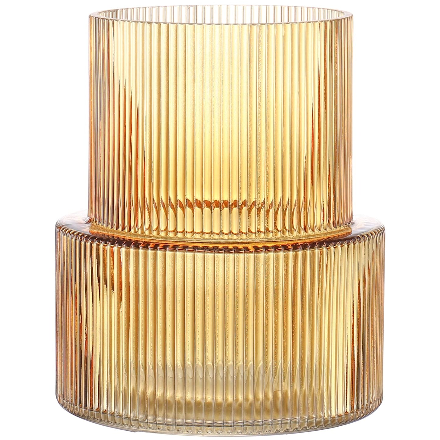 Glasvase, gerippte Vase für Blumen, Blumenvasen für Tulpen, geriffelte durchsichtige Vasen für Wohnzimmer, Esszimmer, Schlafzimmer, Regal, Hochzeit, Büro, Couchtisch, Geburtstag, 19 cm