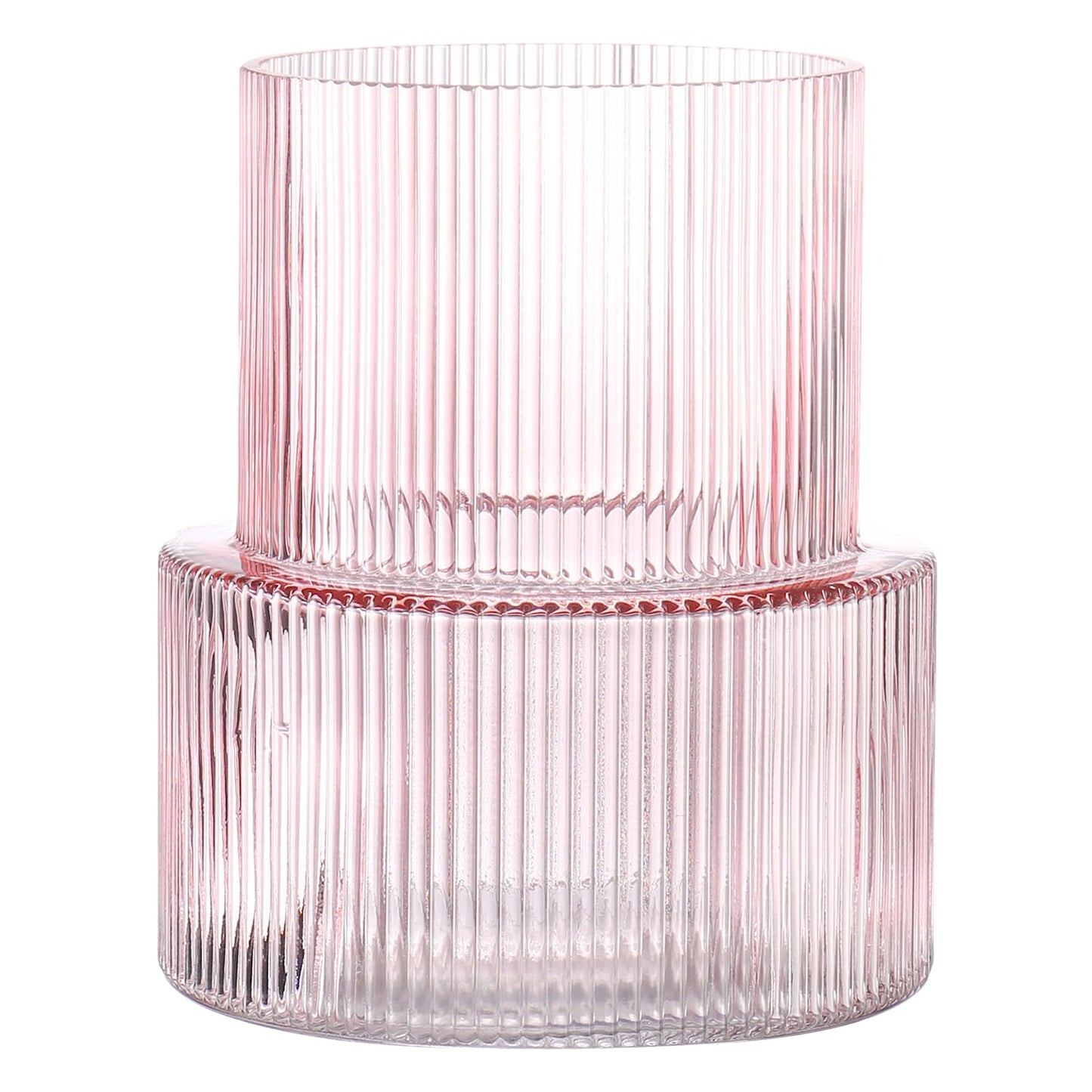Glasvase, gerippte Vase für Blumen, Blumenvasen für Tulpen, geriffelte durchsichtige Vasen für Wohnzimmer, Esszimmer, Schlafzimmer, Regal, Hochzeit, Büro, Couchtisch, Geburtstag, 19 cm