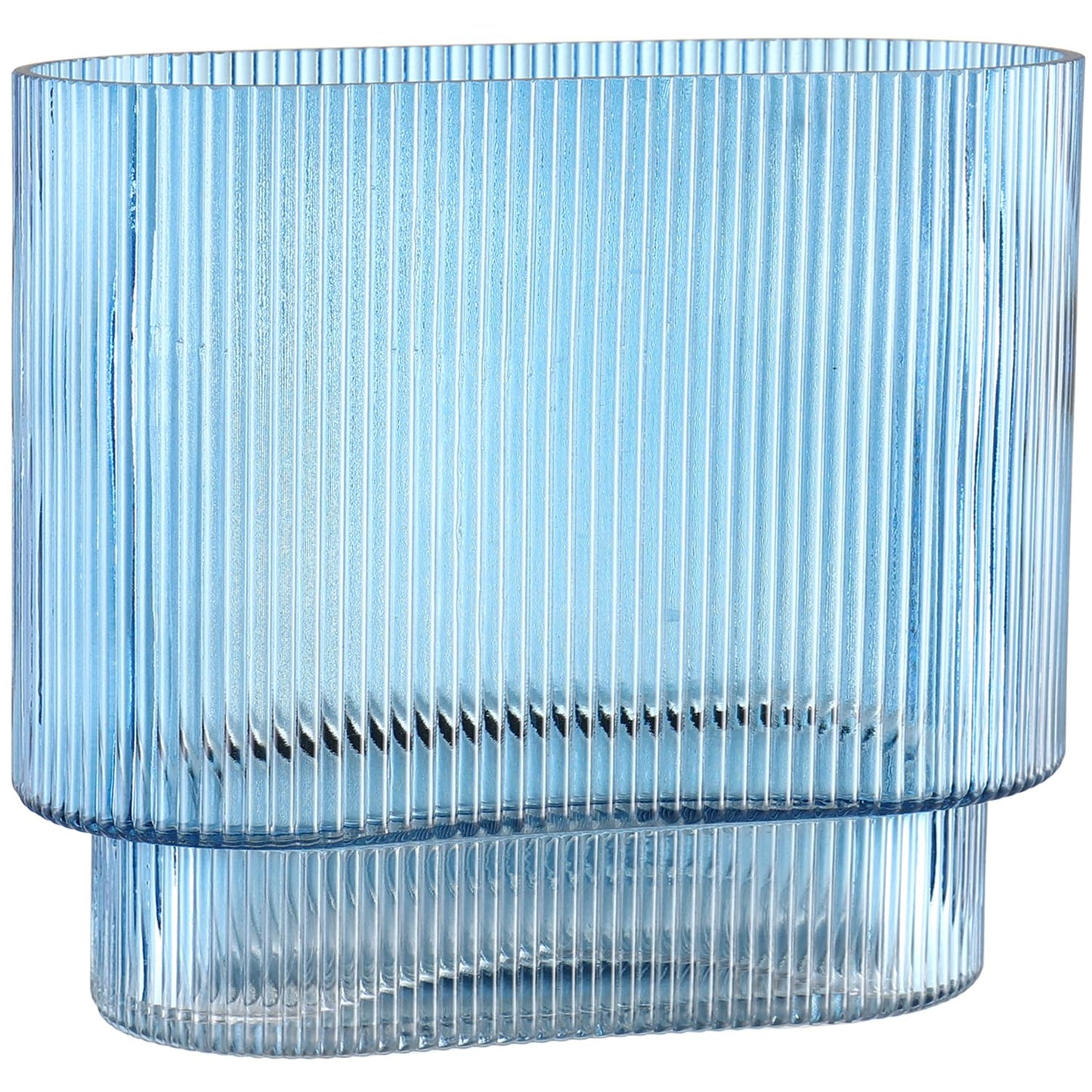 Glasvase, gerippte Vase für Blumen, Blumenvasen für Tulpen, geriffelte durchsichtige Vasen für Wohnzimmer, Esszimmer, Schlafzimmer, Regal, Hochzeit, Büro, Couchtisch, Geburtstag, 19 cm