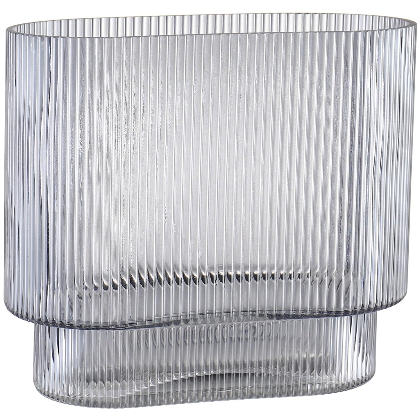 Glasvase, gerippte Vase für Blumen, Blumenvasen für Tulpen, geriffelte durchsichtige Vasen für Wohnzimmer, Esszimmer, Schlafzimmer, Regal, Hochzeit, Büro, Couchtisch, Geburtstag, 19 cm