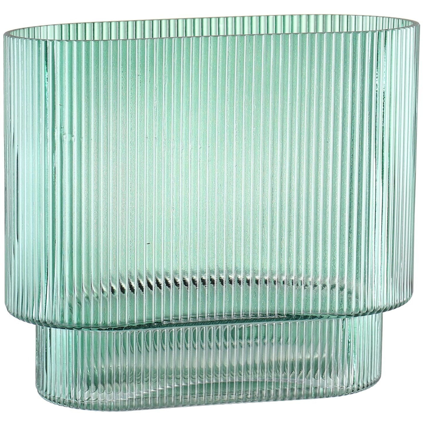 Glasvase, gerippte Vase für Blumen, Blumenvasen für Tulpen, geriffelte durchsichtige Vasen für Wohnzimmer, Esszimmer, Schlafzimmer, Regal, Hochzeit, Büro, Couchtisch, Geburtstag, 19 cm
